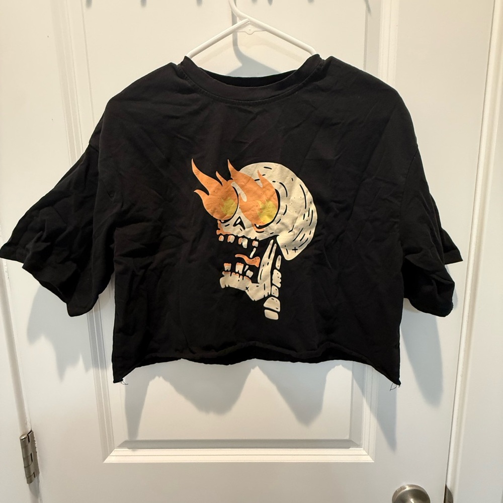 Iron Panda Cropped Black Graphic Gym Tee